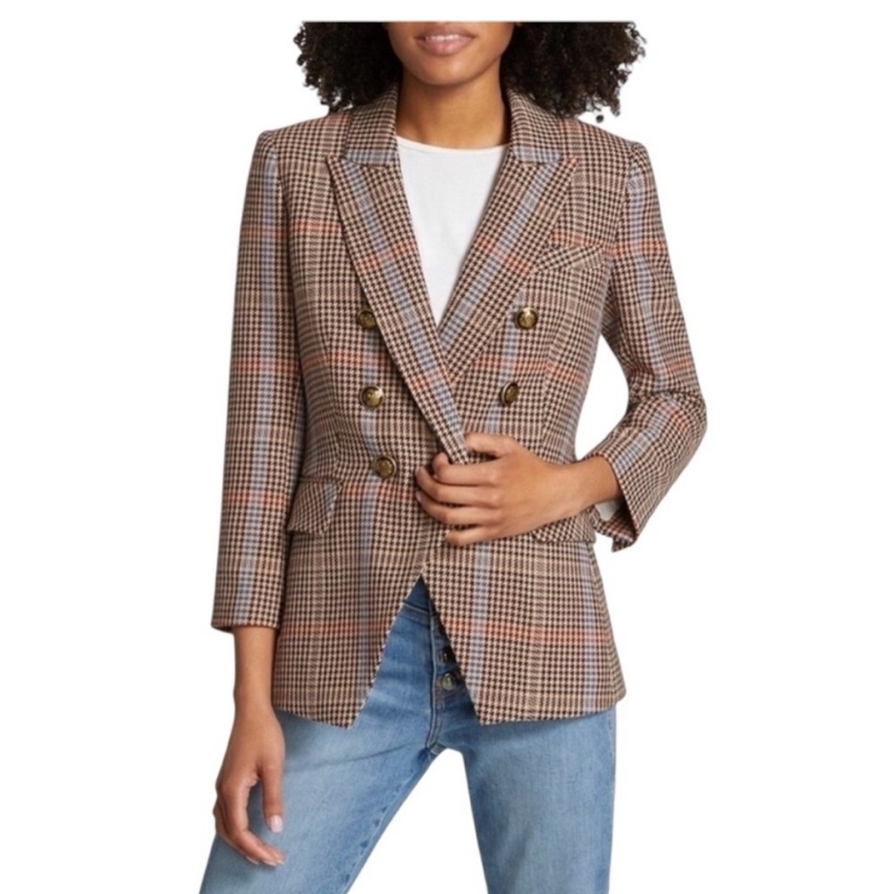 Veronica Beard Plaid Blazer in Brown and Tan